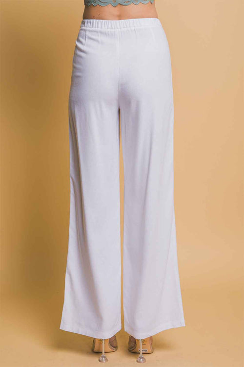 White Linen Pants Set back