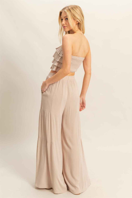 Sand Flowy Pants Set back