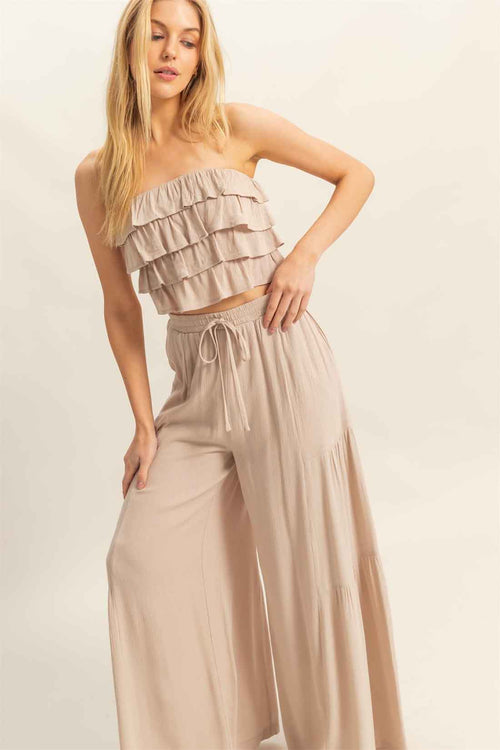 Sand Flowy Pants Set detail