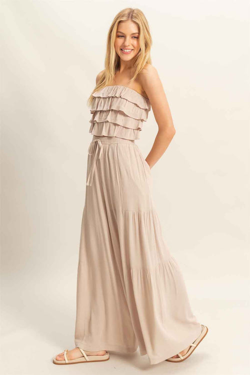 Sand Flowy Pants Set side