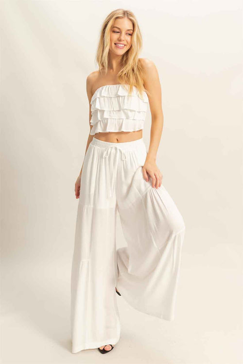 White Flowy Pants Set