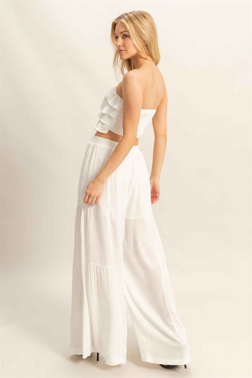 White Flowy Pants Set back