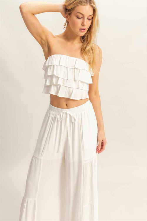 White Flowy Pants Set detail