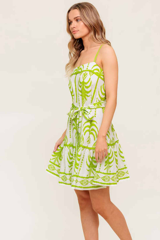 Ivory Green Printed Mini Dress side