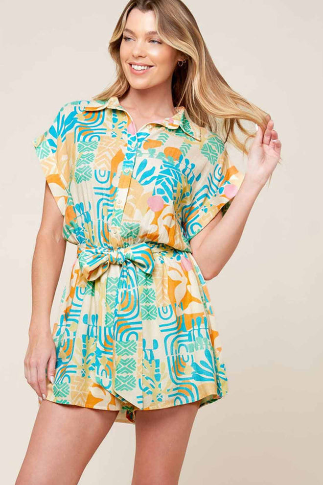 Printed Woven Romper front