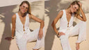 Beach White Knit Pants Set