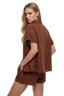Garotas Ojalillos Brown Shorts Set