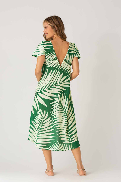 Garotas Palma Verde Gola Midi Dress back