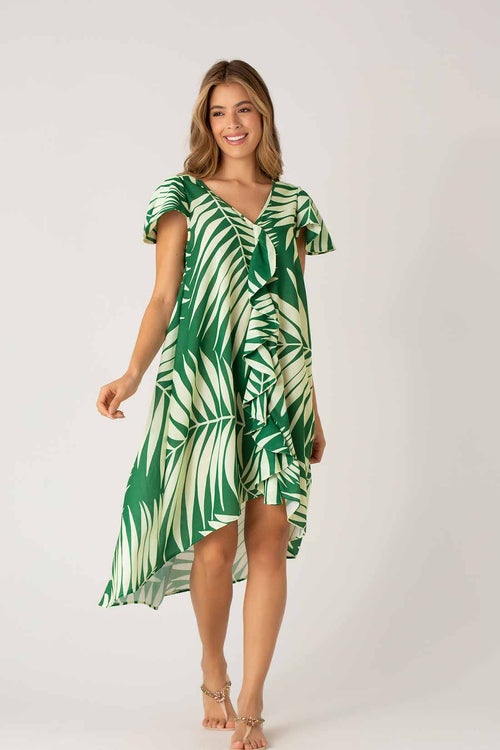 Garotas Palma Verde Gola Midi Dress front