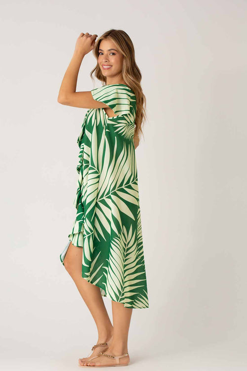 Garotas Palma Verde Gola Midi Dress side