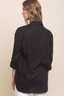 Valeria Black Linen Shirt back