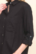 Valeria Black Linen Shirt detail