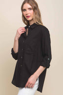 Valeria Black Linen Shirt side