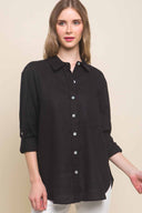 Valeria Black Linen Shirt