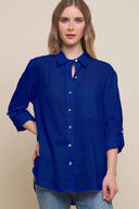 Valeria Royal Blue Linen Shirt