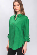 Valeria Green Linen Shirt side