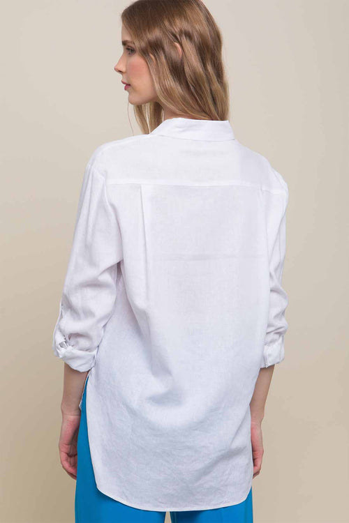 Valeria White Linen Shirt back