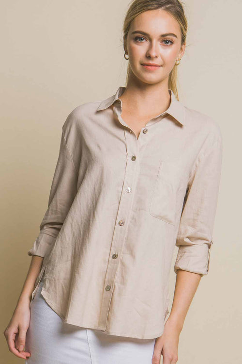 Valeria Khaki Linen Shirt