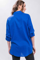 Patricia Royal Blue Pocket Linen Shirt back