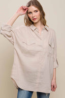 Patricia Khaki Pocket Linen Shirt