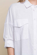 Patricia White Pocket Linen Shirt detail