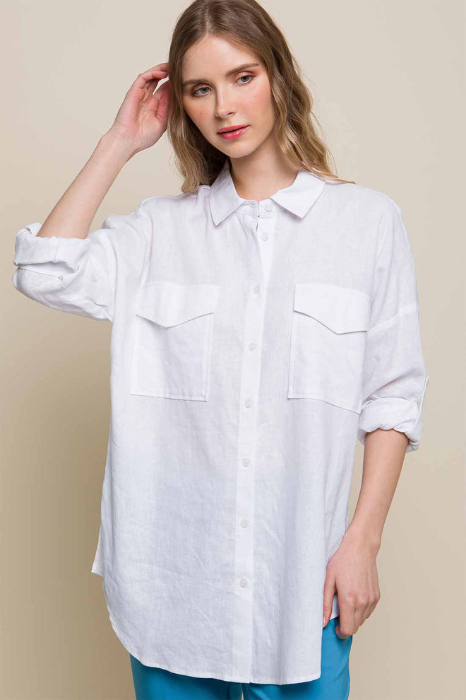 Patricia White Pocket Linen Shirt