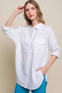 Patricia White Pocket Linen Shirt side