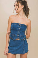 Nera Denim Strapless Skort Set