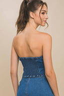 Nera Denim Strapless Skort Set back
