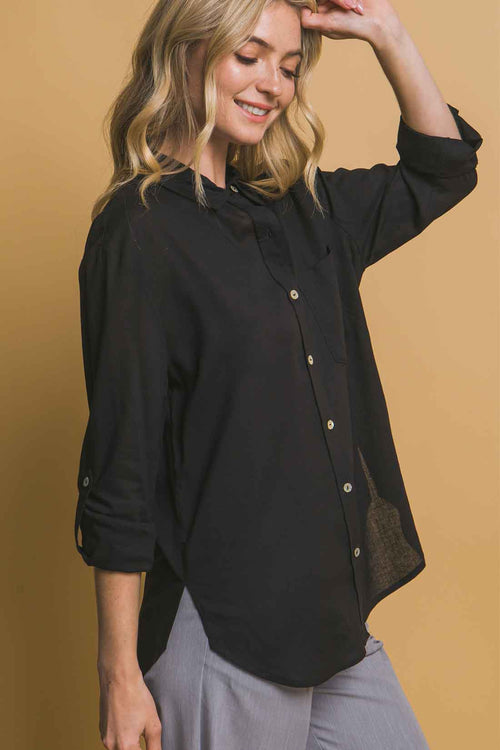 Black Linen Pants Set side