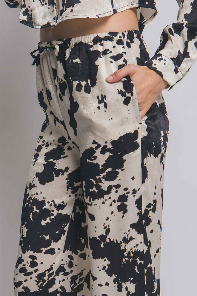 Black Cow Printed Pants Set side