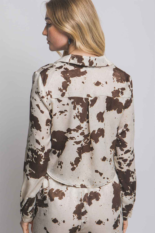 Brown Cow Printed Pants Set back