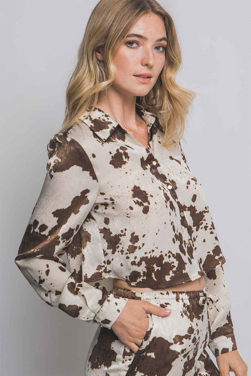 Brown Cow Printed Pants Set side