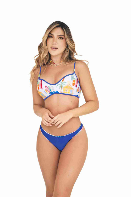 Chamela Good Vibes Printed Bikini Set reversible
