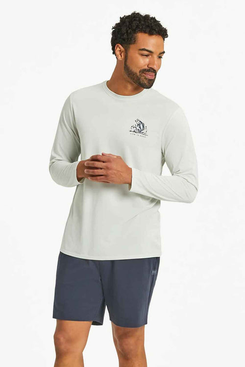 Fog Gray Fish Long Sleeve Rashguard front