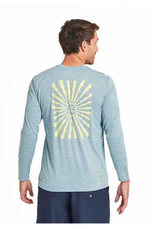 Life is Good Smoky Blue Radiating Sun Rashguard back