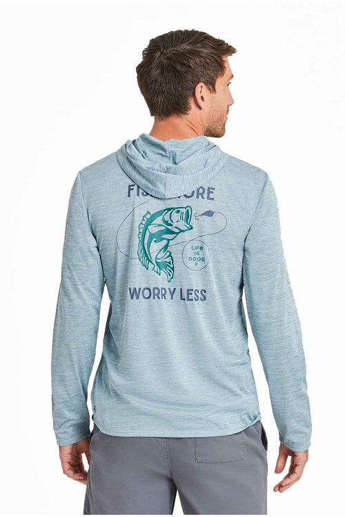 Darkest Blue Fish More Bass Hoodie back