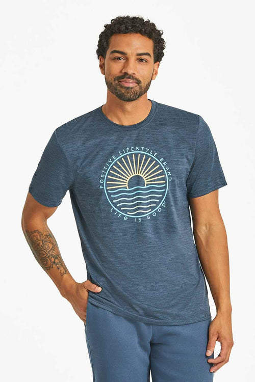 Life is Good Darkest Blue Positive Short Rashguard