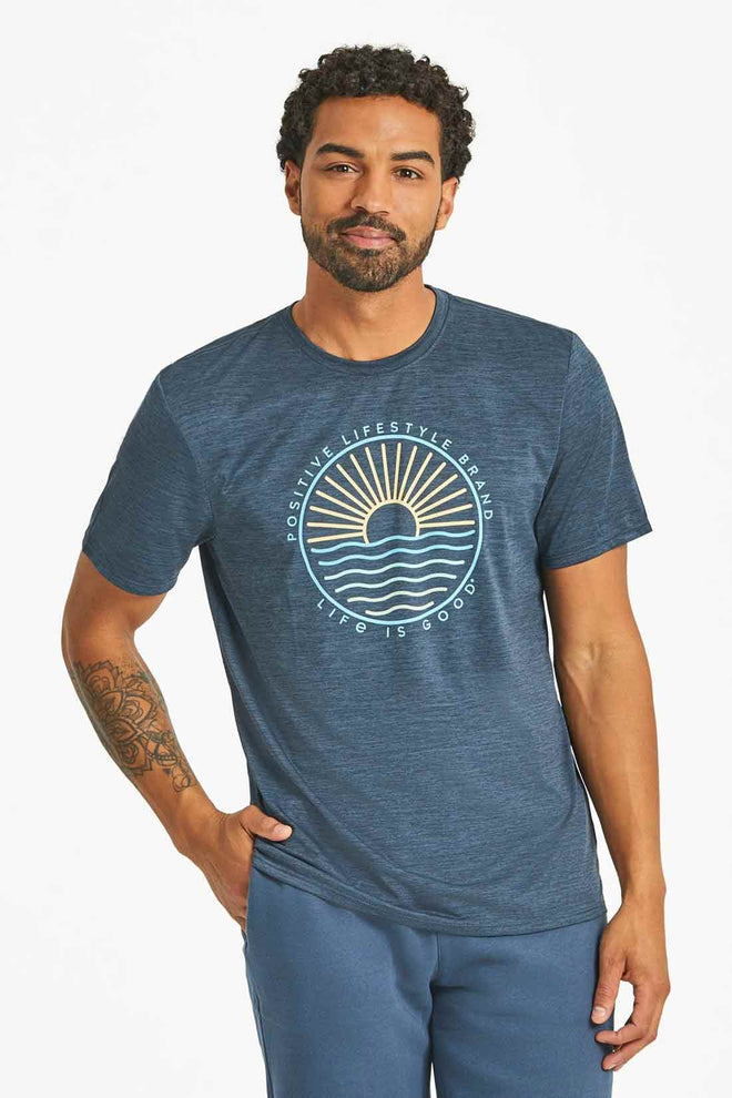 Life is Good Darkest Blue Positive Short Rashguard