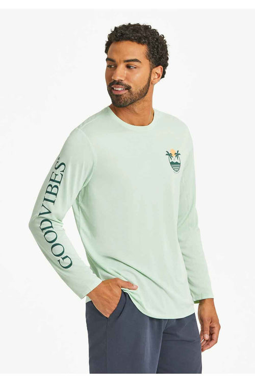 Life is Good Sage Green Palm Long Sleeve Rashguard