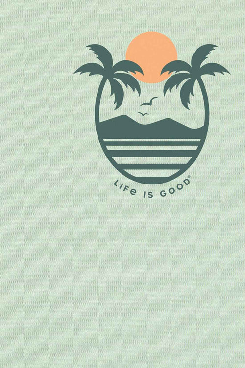 Life is Good Sage Green Palm Long Sleeve Rashguard detail