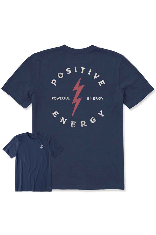 Life is Good Darkest Blue Bolt Positive Energy Tee