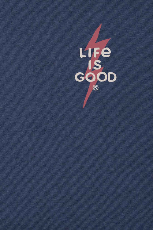 Life is Good Darkest Blue Bolt Positive Energy Tee details