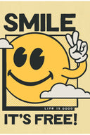 Life is Good Sandy Yellow Smile Its Free Tee detail