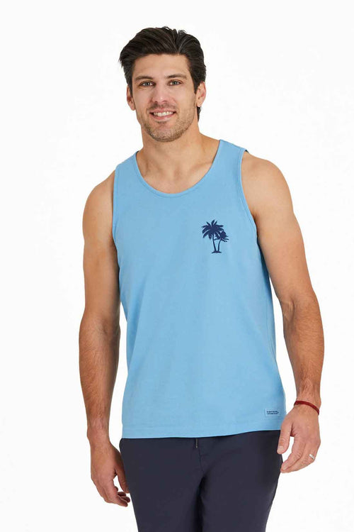 Life is Good Cool Blue Beachy Palms Tank