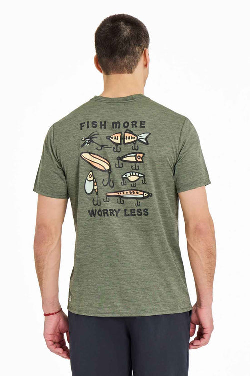 Life is Good Moss Green Vintage Fish Tee back