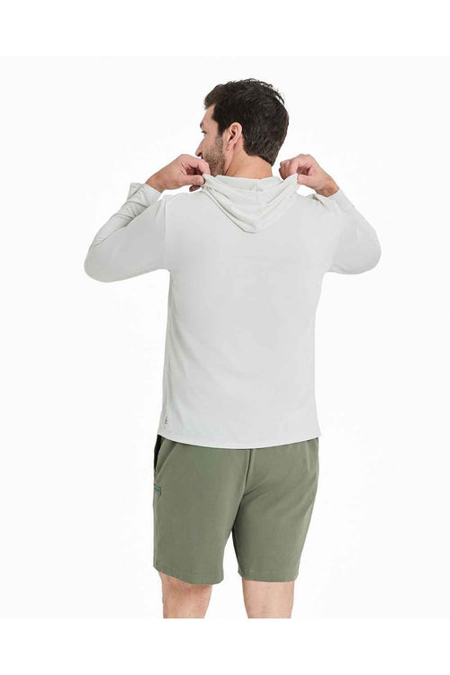 Life is Good Fog Gray Sunset Palms Long Sleeve Hoodie back