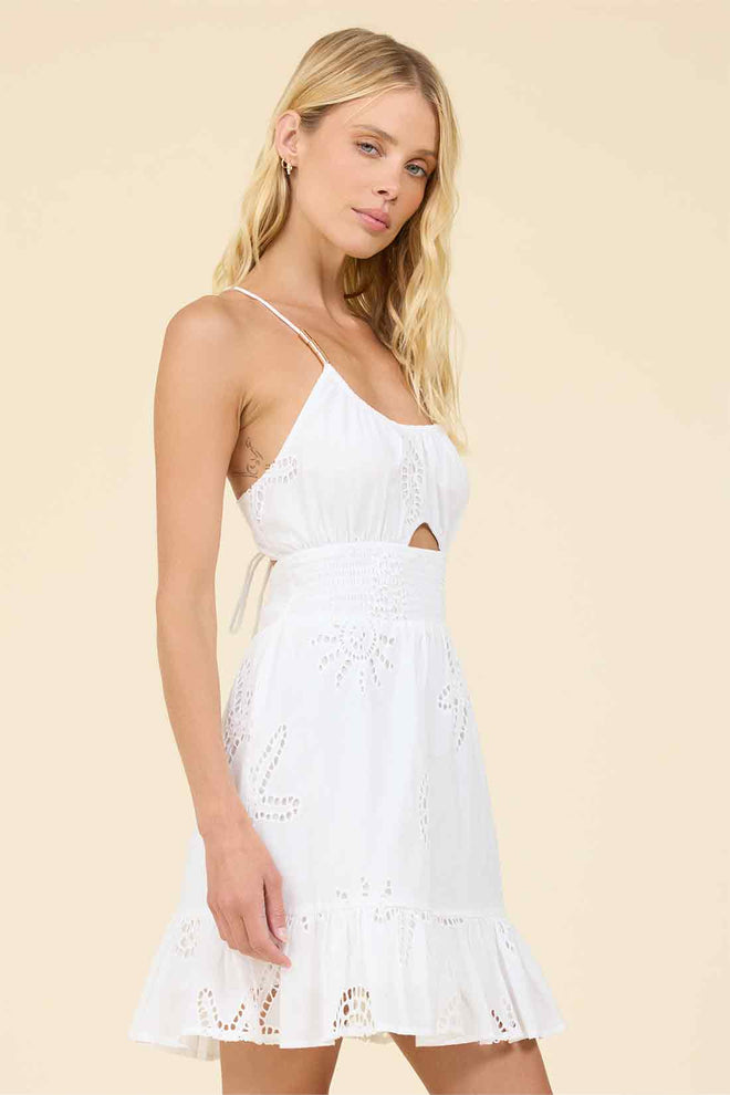 White Ocean Eyelet Mini Dress side