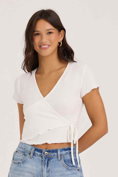 White Novelty Rib Pants Set