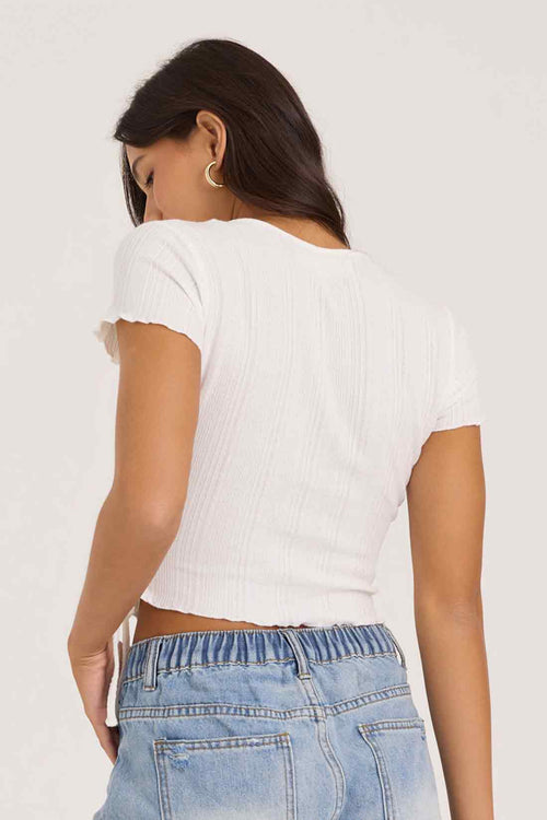 White Novelty Rib Pants Set